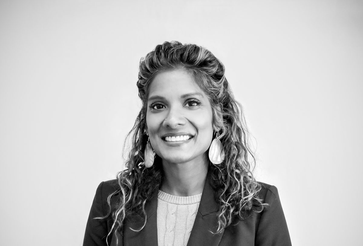 Photo of Annam Manthiram, HopeWorks CEO in black and white.